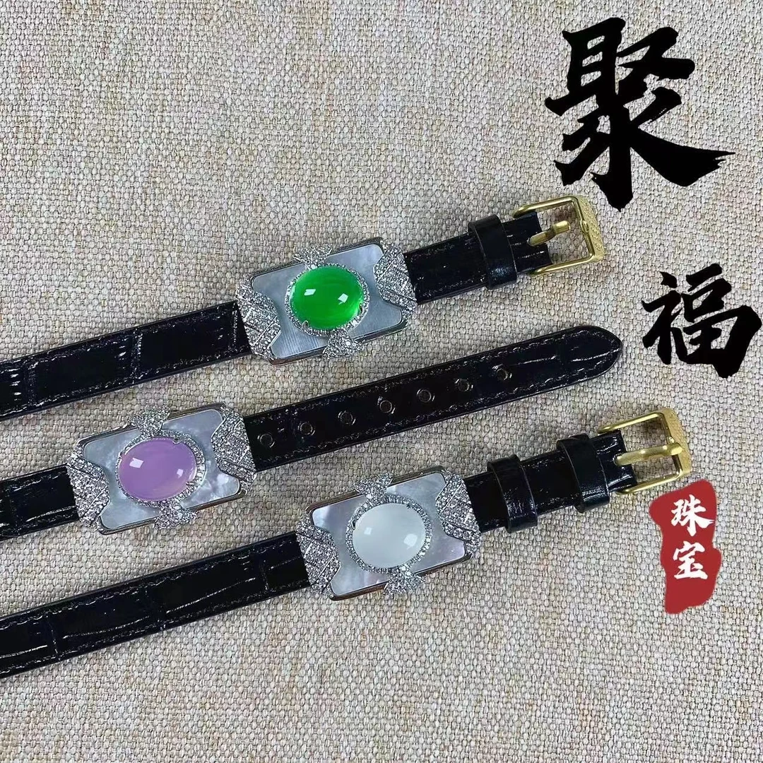 珠宝玉石绿玉髓女手牌玉石手表媲美翡