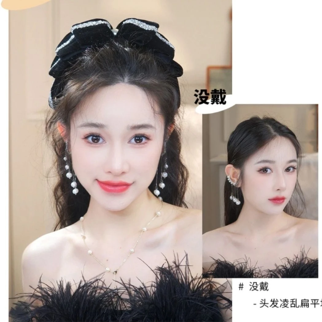 新款珠珠闪钻云朵百搭网红气质复古法式发夹