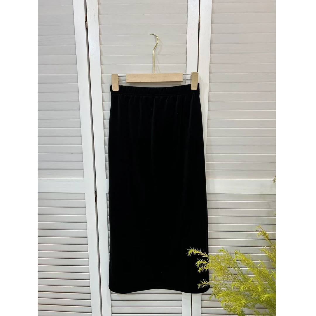 891加绒松紧腰丝绒半身裙女款气质时尚百搭简约显瘦半身裙