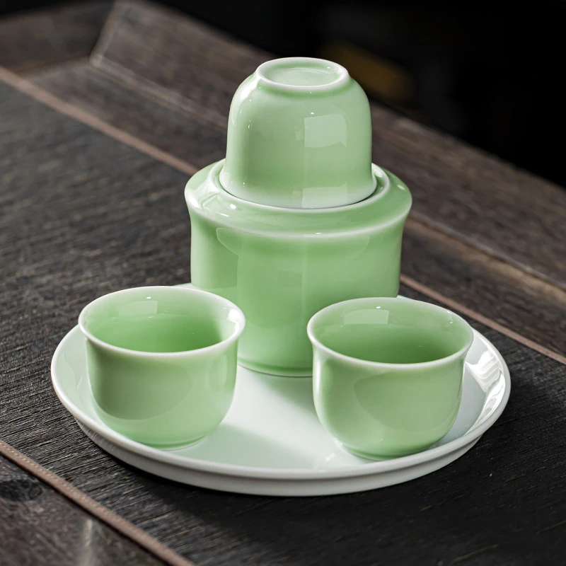 烫酒暖酒壶酒杯白酒家用中式陶瓷二两半斤热酒具小套装黄酒温酒器