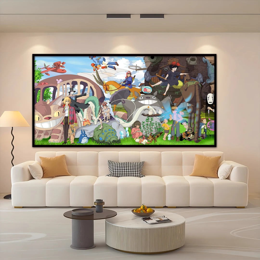 《宫崎骏合集》 客厅卧室背景治愈系装饰画 40*80  PVC边框