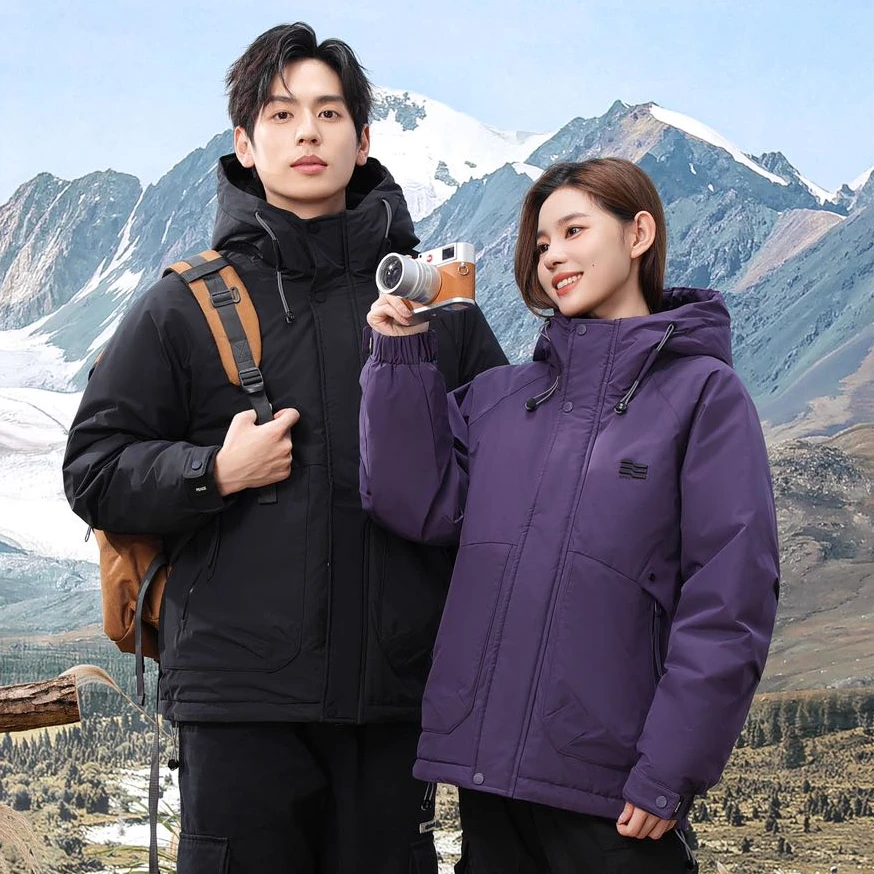 1108-情侣款户外运动登山服保暖极寒防风中长款时尚冬季加厚外套