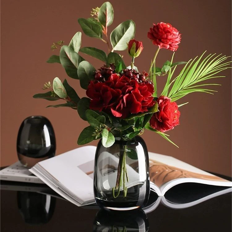 日式简约插花工艺花瓶  圆润厚重玻璃花瓶装饰水培工艺品装饰摆件