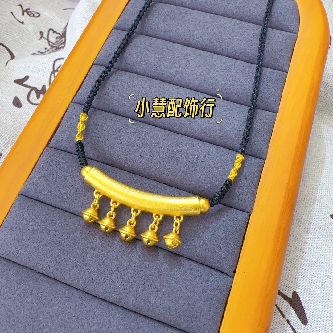 铜合金项链 【小慧家】新中式弯管铃铛锁骨项链复古百搭是时尚