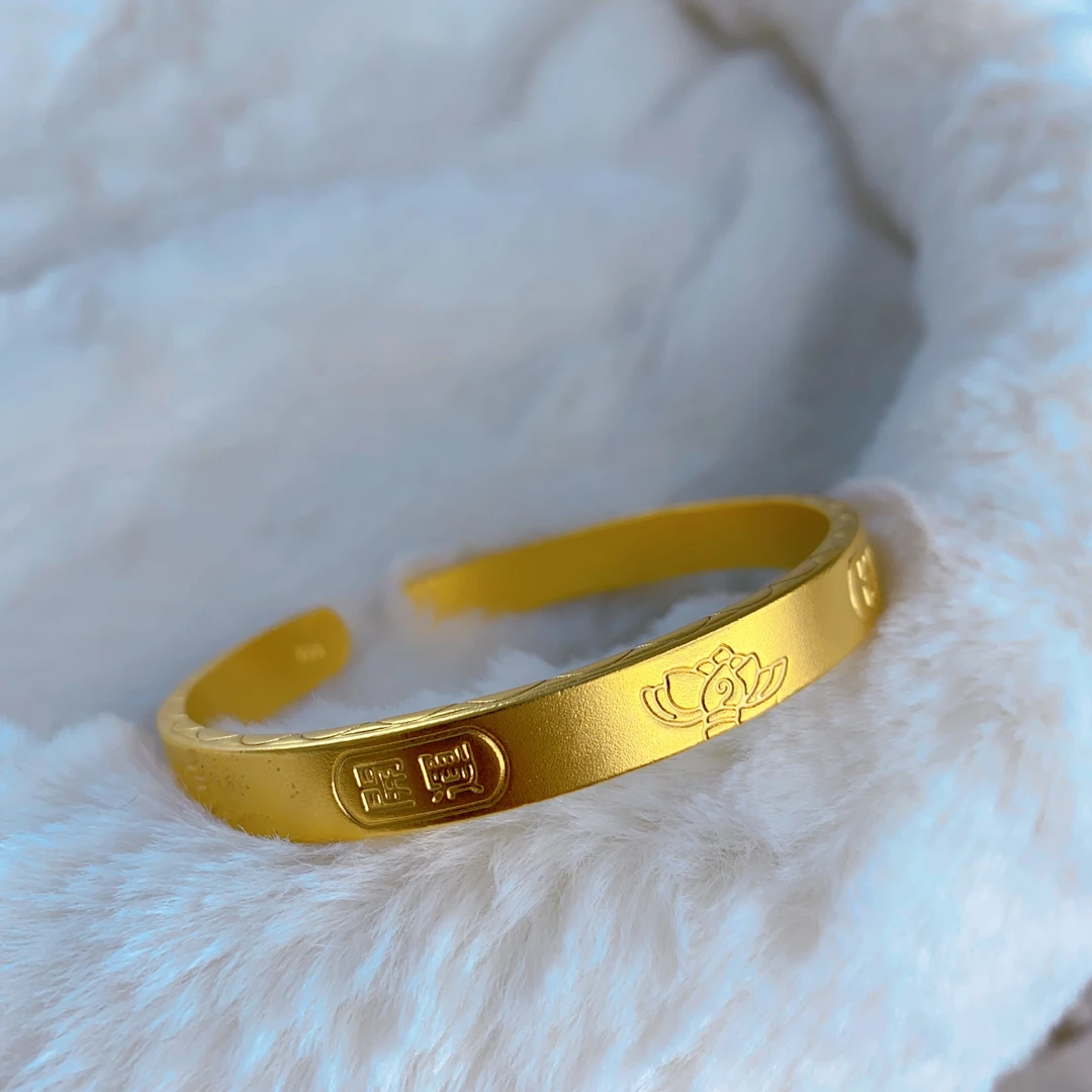 铜合金手镯 铜合金吉言莲花手镯复古百搭