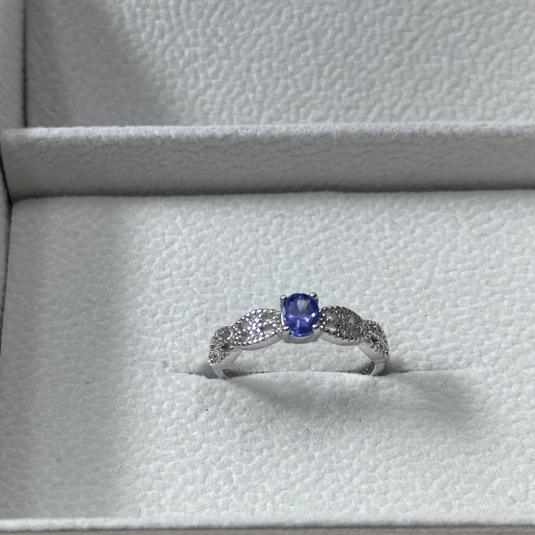 【欣遇珠宝】天然坦桑石戒指通体s925银镶嵌