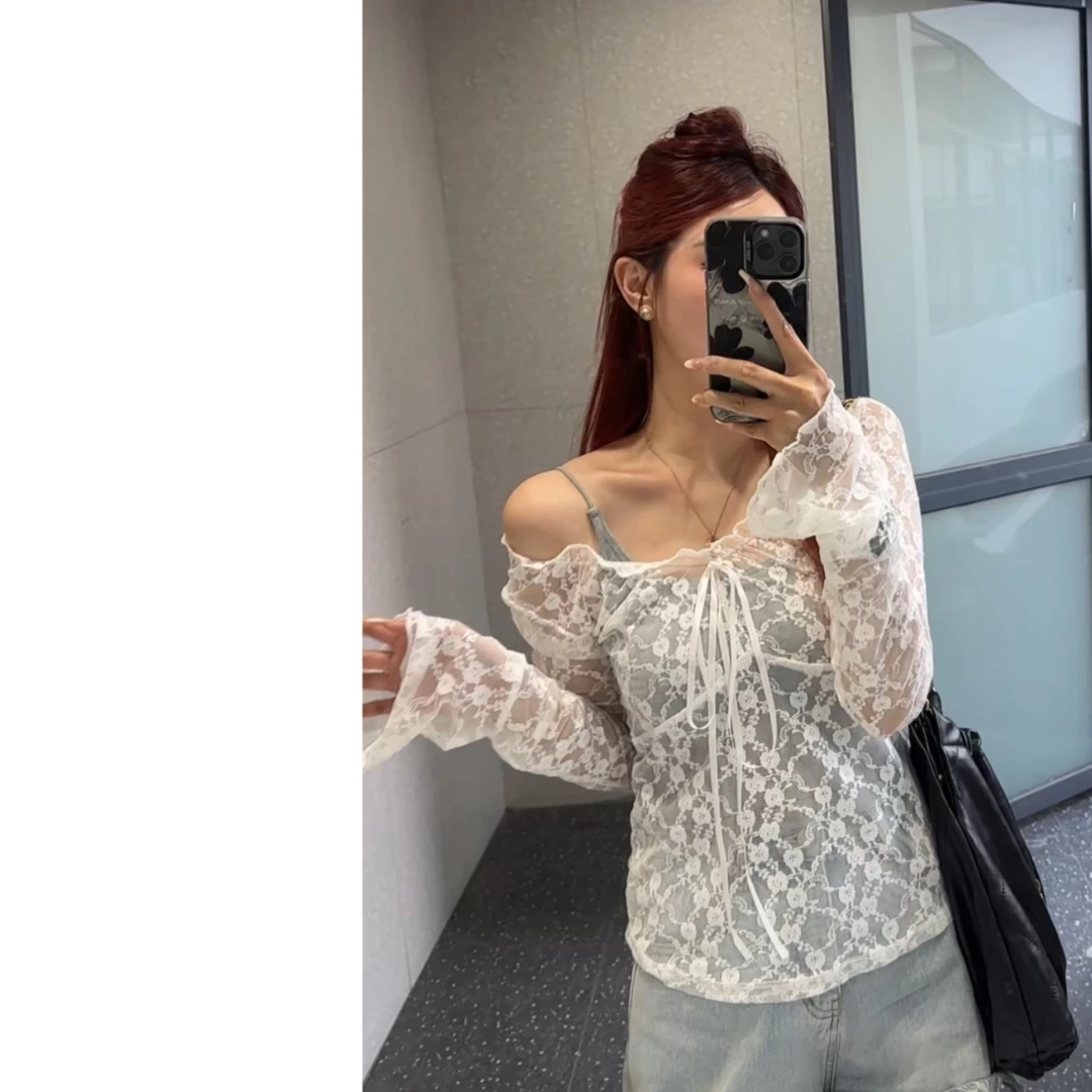 高个子袖子加长 叠穿V领蕾丝打底上衣初秋新款2024显瘦女VC0816