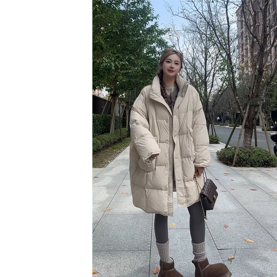 墨迹姐 高个子微胖“爱丁堡冬雪”大被子慵懒风羽绒外套女dw1300