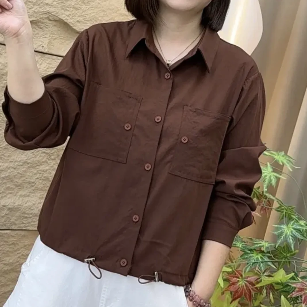 秋季新款长袖衬衫女士时尚翻领宽松显瘦百搭开衫外套休闲减龄上衣