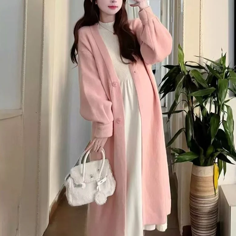 C-6803大码春季新款百搭显瘦配大衣法式甜美中长款外套