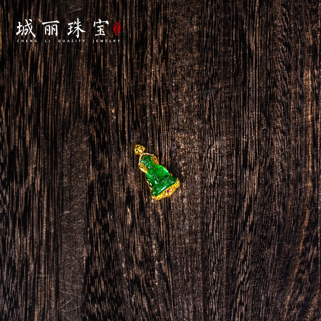 【九紫满愿翡翠地藏金库】18K翡翠地藏吊坠/个（多样性发货）KJ-644