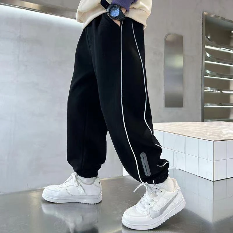 【秋款卫衣棉】2024新款男女童宽松儿童运动裤中大童裤子洋气长裤潮