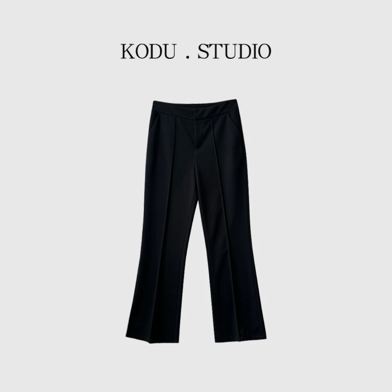 【刻度KODU】01-PT1832薄款显瘦大长腿中缝微喇拖地休闲裤