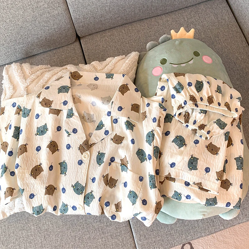 女士居家长款图案睡衣