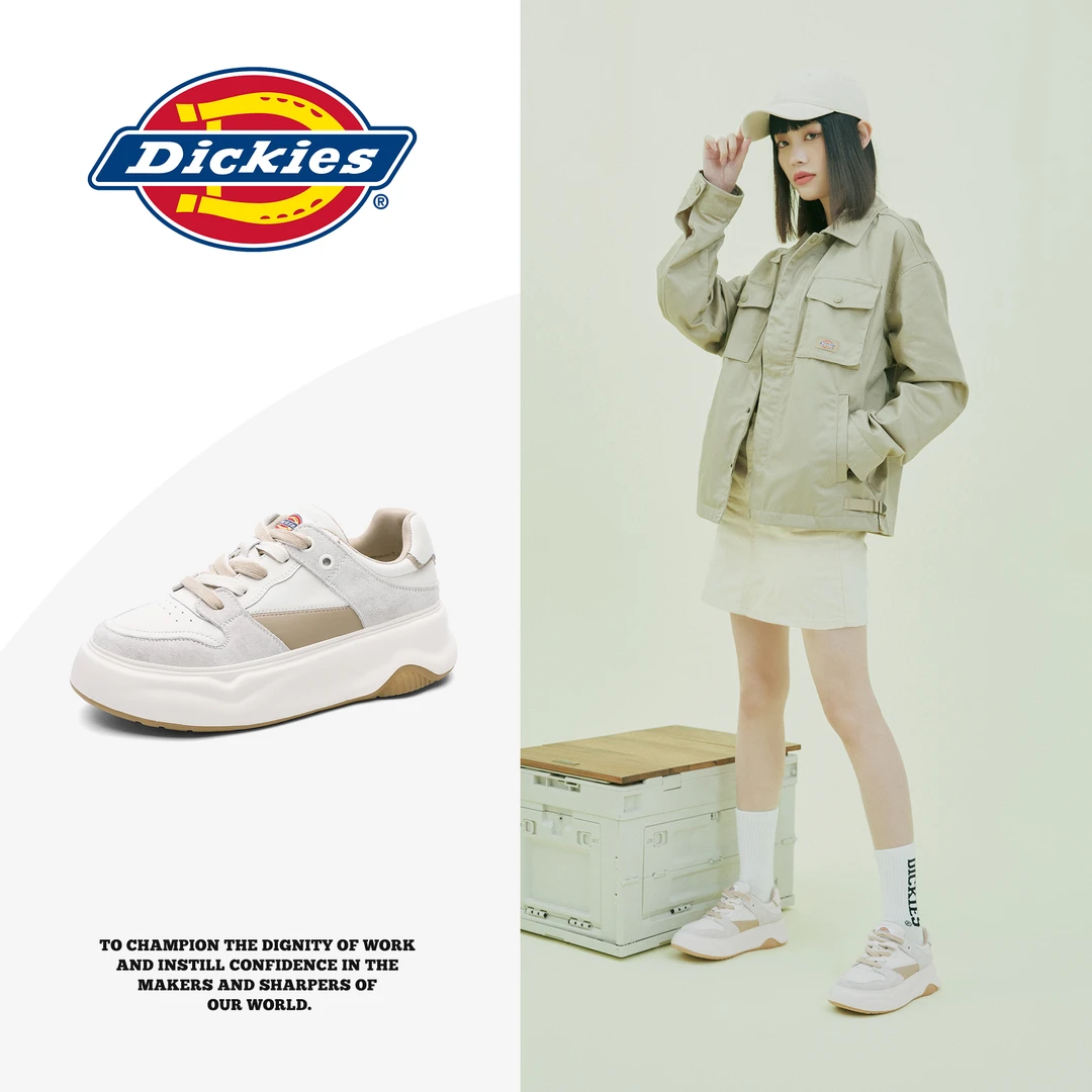 Dickies高级感厚底增高品质小白鞋女2023秋冬款低帮潮流小众板鞋