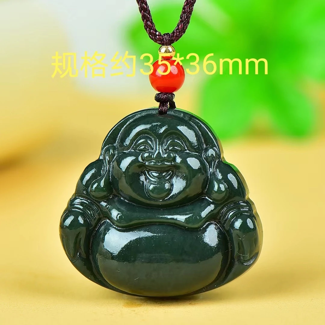 新疆和田玉青玉女士佛公吊坠 精美时尚女款弥勒佛挂坠 多样性发货