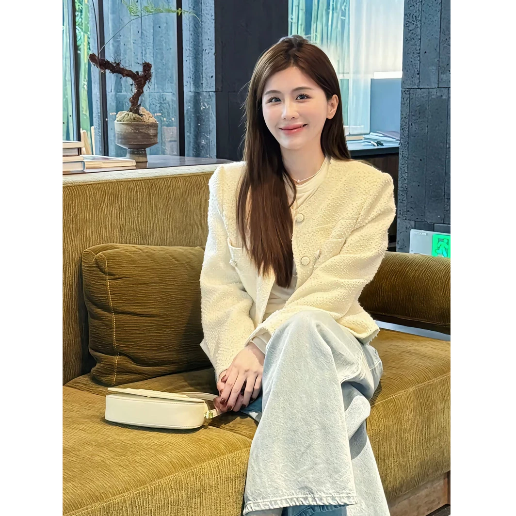 YPP!【半岛香香】定制流苏设计温柔系法式气质高级感白色小香风外套