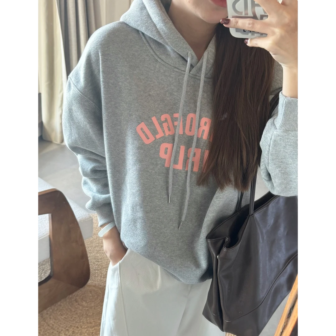 YPP！【随心派风格】24年秋韩系简约宽松字母印花显瘦连帽慵懒风卫衣