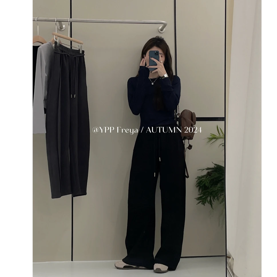 YPP！【弯刀裤】秋季上新上身非常舒适纯色松紧腰显瘦宽松显瘦休闲裤
