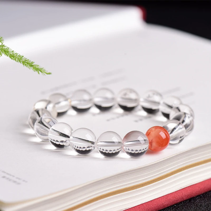 收藏级天然巴西白水晶天然白水晶手链轻奢精致单圈手串散珠子