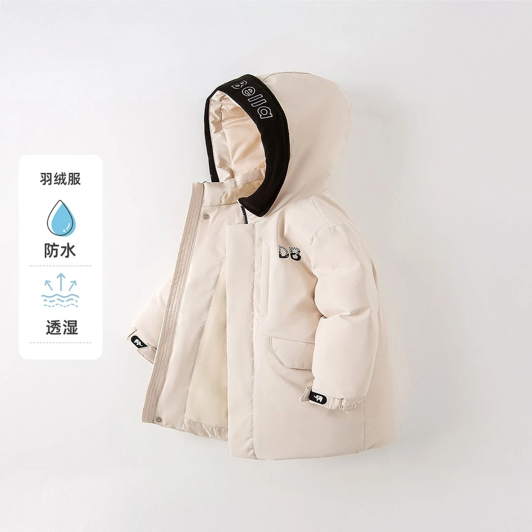 戴维贝拉白鸭绒羽绒服2024冬装儿童外套DB4223516