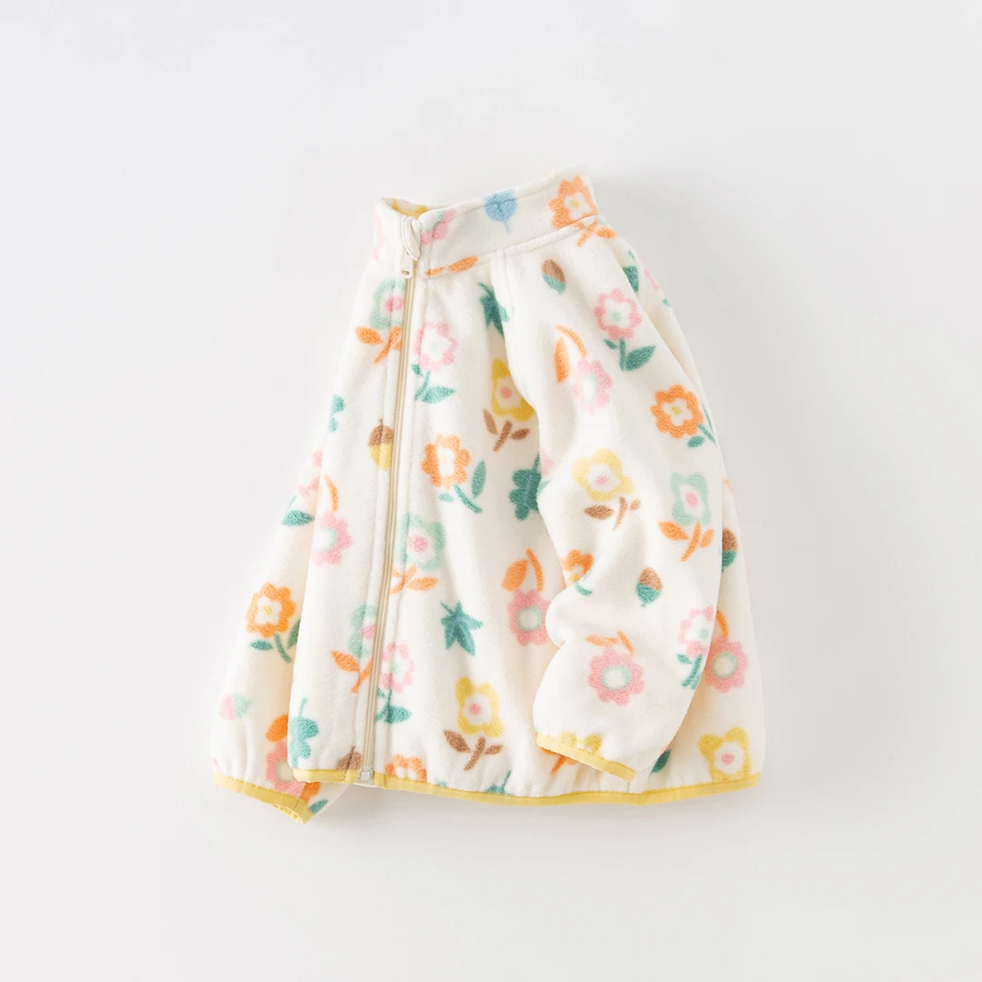 戴维贝拉女童摇粒绒外套秋装儿童上衣小童宝宝印花婴儿衣服保暖