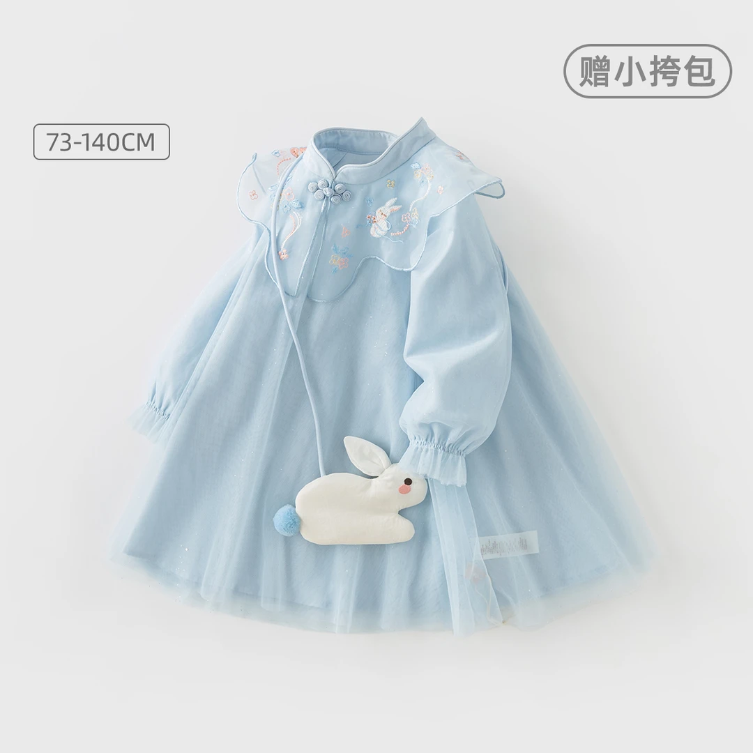 戴维贝拉儿童裙2024秋装新款女童国风连衣裙宝宝公主裙DB3236161