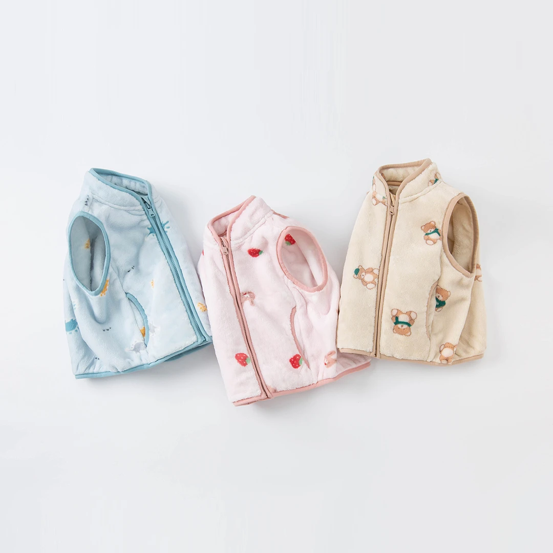 戴维贝拉童装秋冬卡通保暖马甲儿童洋气外穿衣纯棉坎肩DBJ18374