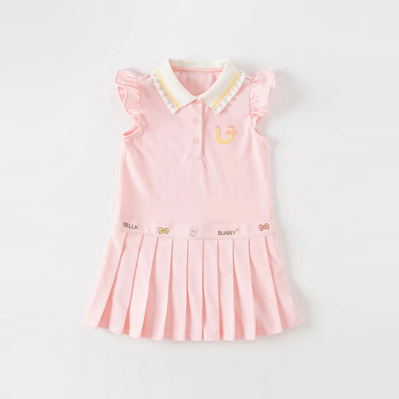 戴维贝拉童装儿童百褶裙夏装女童连衣裙女宝宝POLO裙子DB2235515