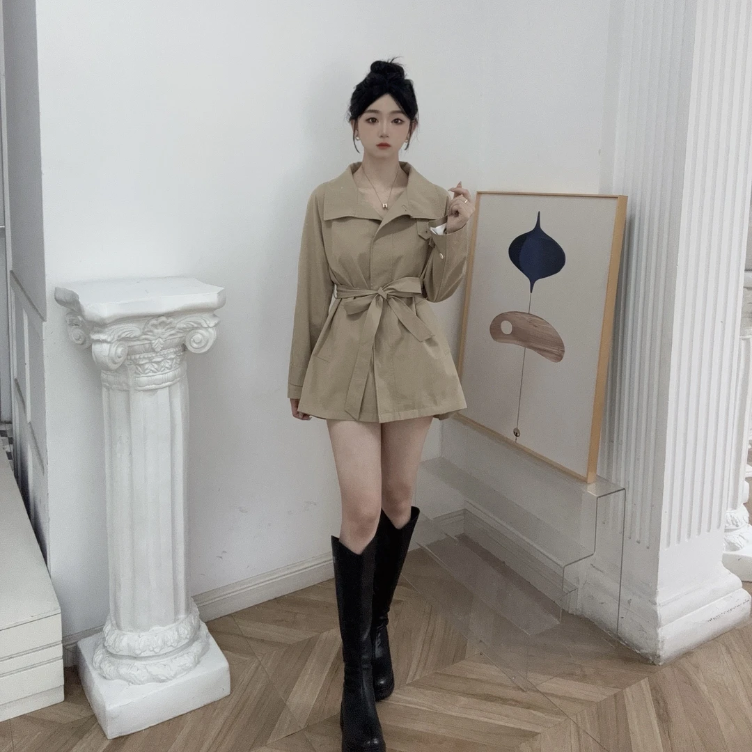 IEF/爱依服2025秋季时尚新款【小个子】立领设计感别致风衣外套