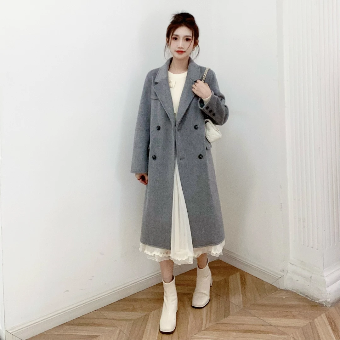 IEF/爱依服【小个子】2024秋冬新款韩版英伦风通勤气质呢绒长外套