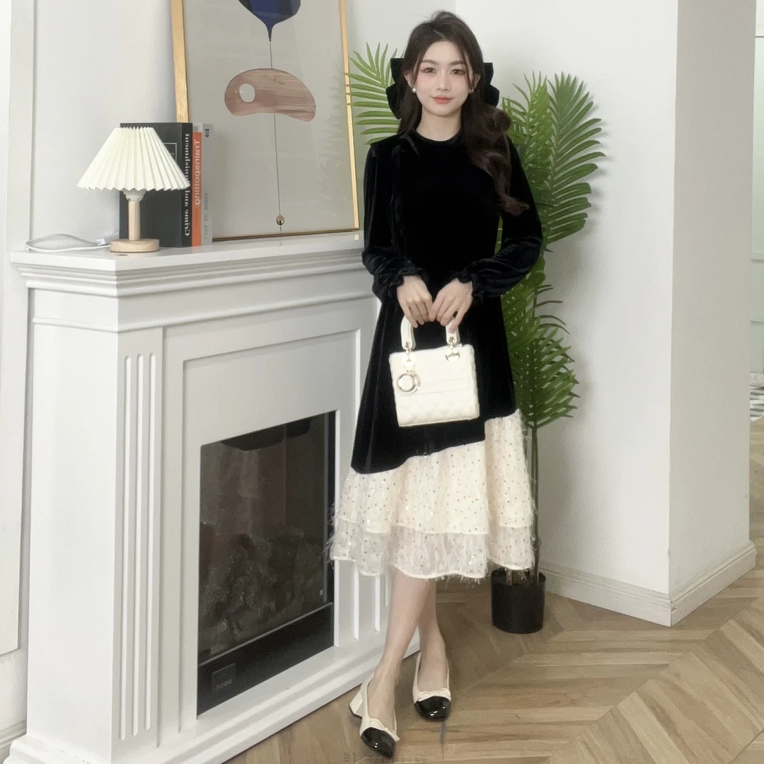 IEF/爱依服【小个子】2025秋冬新款法式名媛气质高级感时尚连衣裙