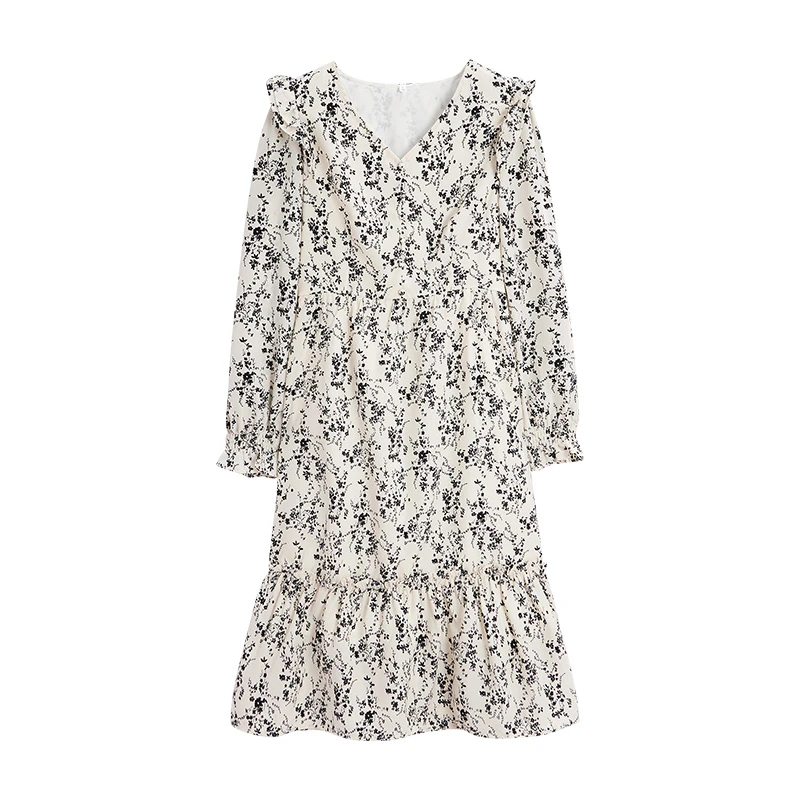 IEF/爱依服2025早秋新款法式别致设计V领【小个子】碎花连衣中裙