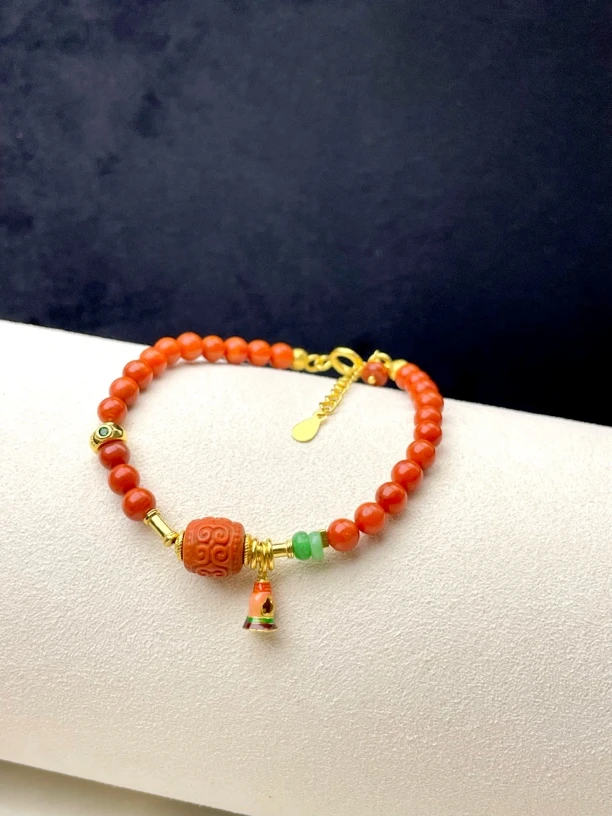 馨禧·国潮 南红如意路路通｜翡翠隔珠手链s925银 精美