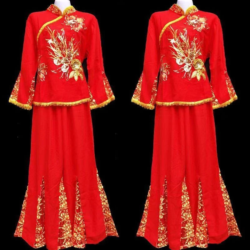 秧歌服演出服中国风喜庆腰鼓扇子舞蹈服古典广场舞广场舞演出服
