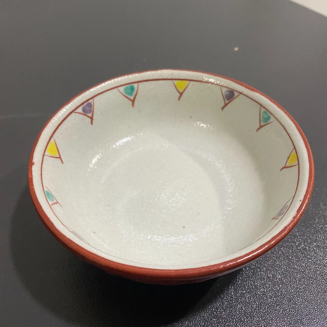 赤绘清货【单支】日本进口有田烧圭山窑手绘彩旗小钵