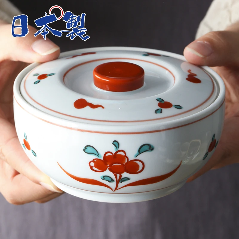 【单支】日本进口有田烧吉祥草花盖碗300ml