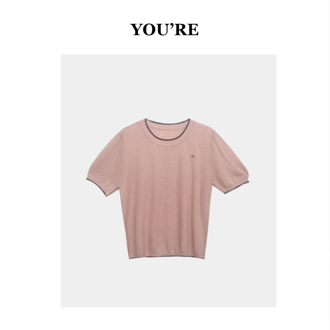 《YOU'RE 》100%天丝菠萝针织气质短袖T恤YR8888339