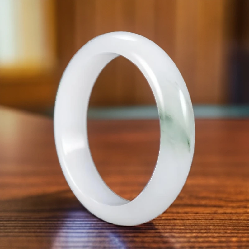 少绿时尚白色女士平安镯子精美冰翠玉镯百搭（多样性发货拍一发一）