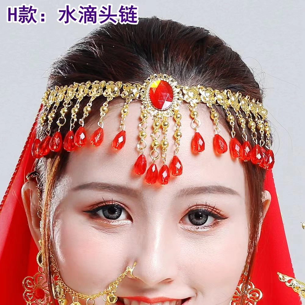 【小芳演绎用品店】印度舞蹈头饰一颗钻红宝石水滴眉心坠头链
