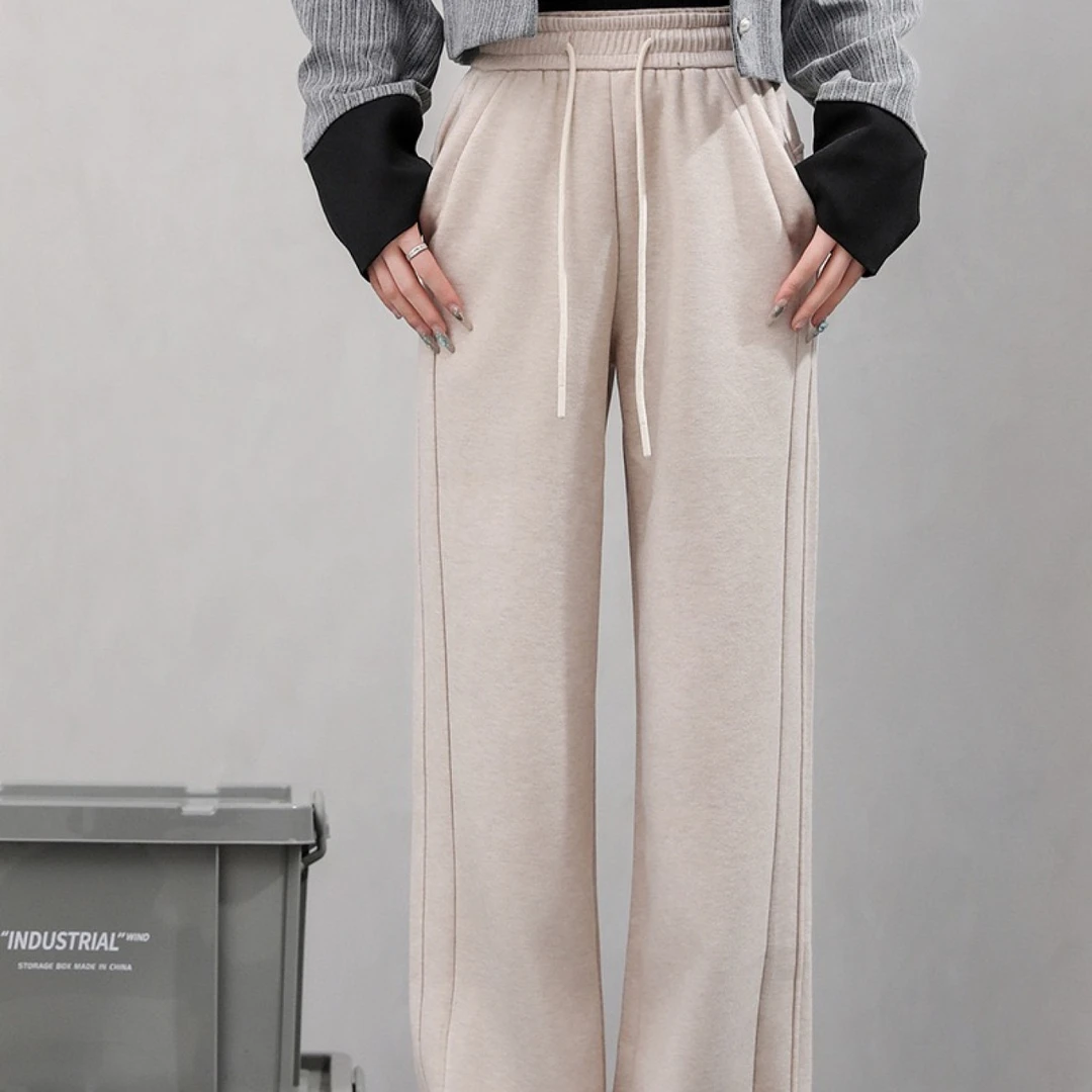 梵诺-Fannuo秋冬新款女装休闲保暖显瘦提臀直筒裤