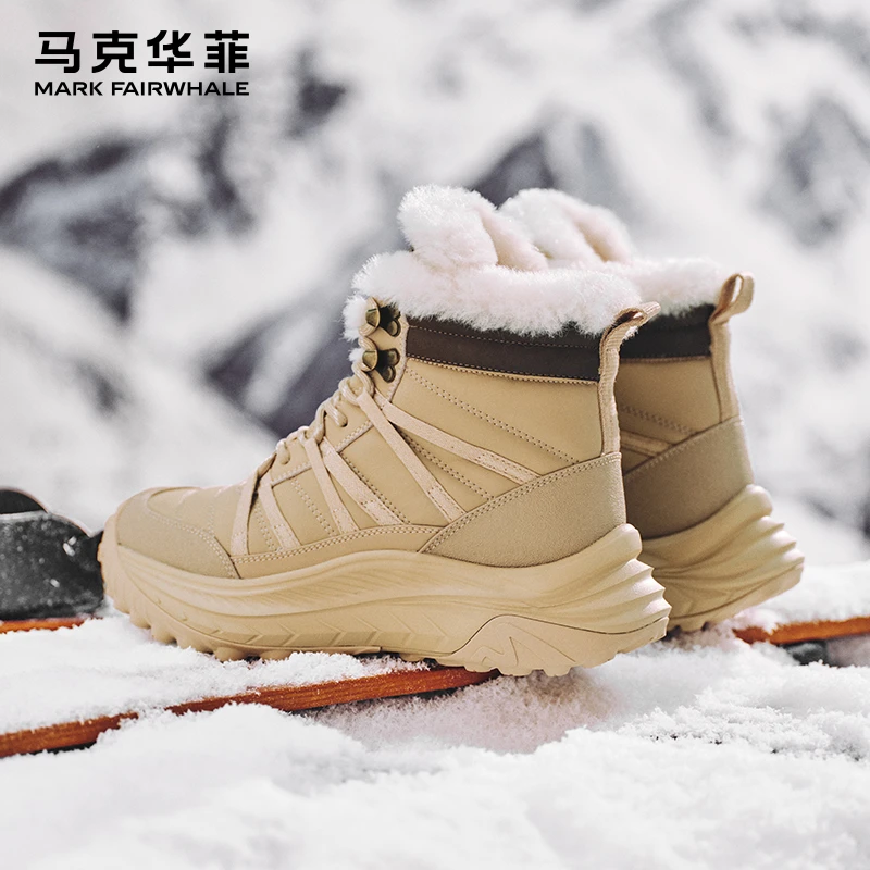 马克华菲雪地靴2025冬季东北加绒加厚毛靴保暖靴子男户外防滑男靴