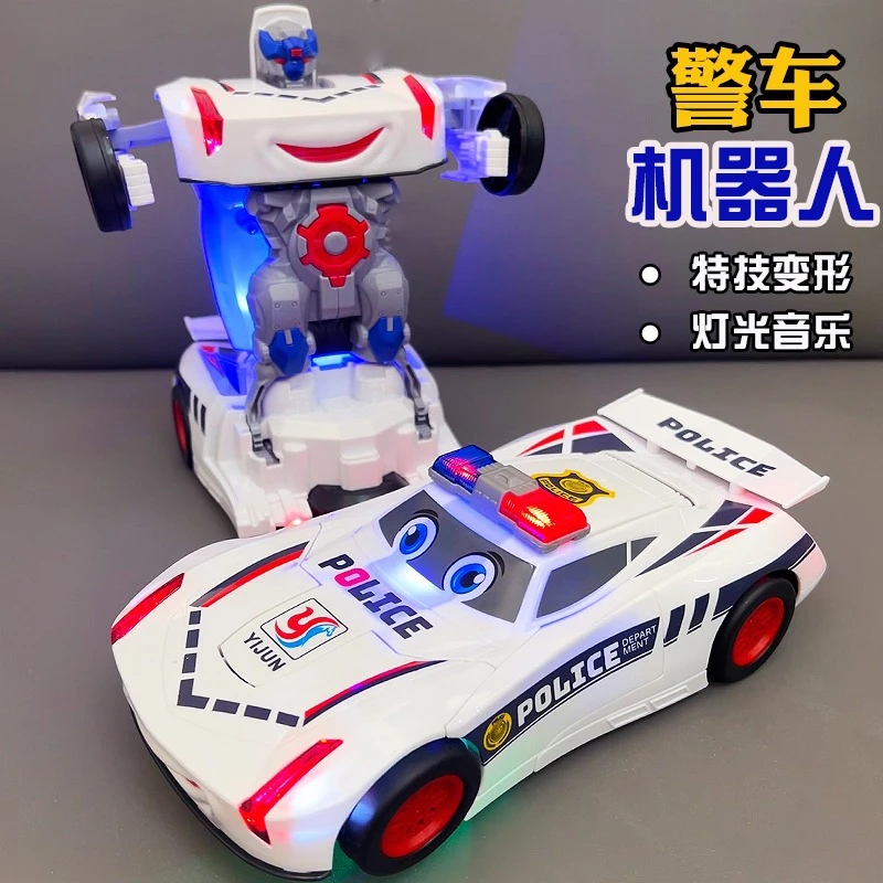 儿童电动变形大黄蜂万向警车男孩玩具1-6岁宝宝益智声光音乐汽车
