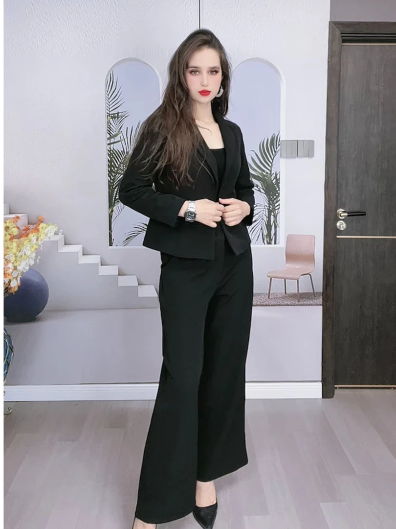 2023年秋季修身显瘦显白气质时尚休闲洋气网红职业韩版春秋两件套