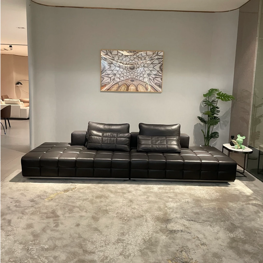 布朗力劳伦斯沙发意式极简高定全真皮沙发头层牛皮全青皮直排