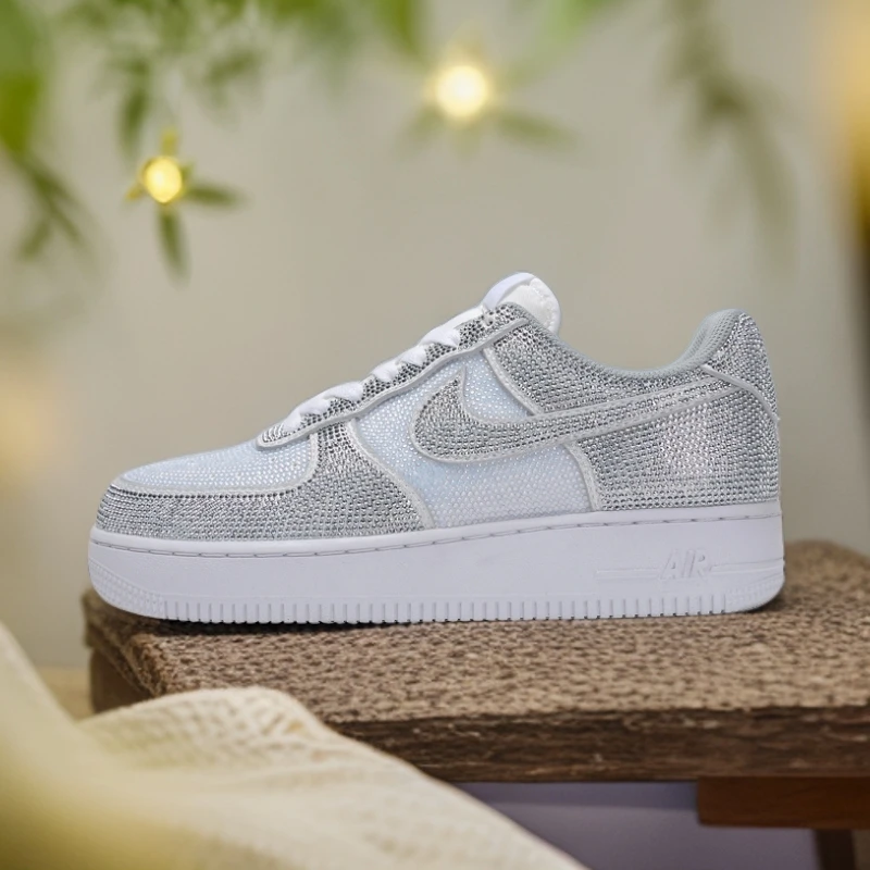 NIKE/耐克【定制球鞋】Air Force1 空军白银满钻满天星潮鞋百搭男女