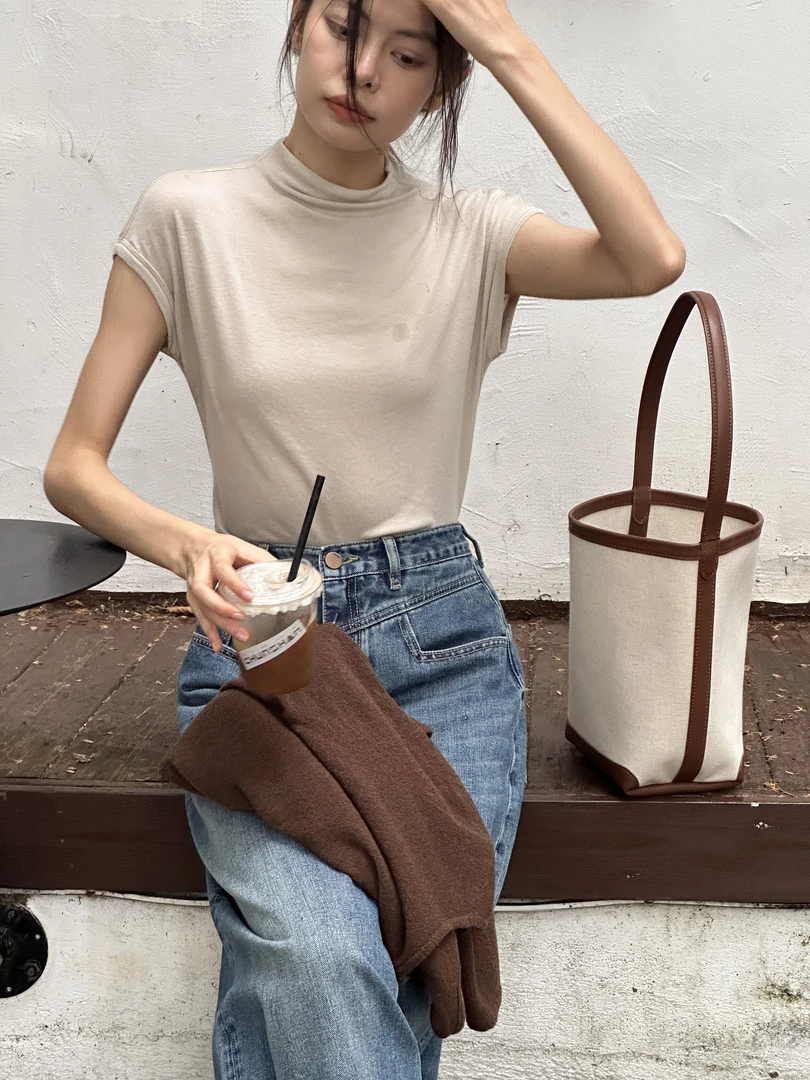 2025S/S『95天丝』纯色半高领打底针织T恤37928S