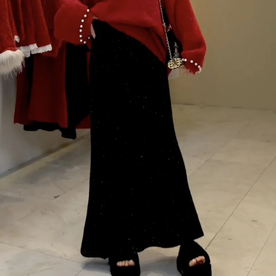 【南陈】冬季纯色轻奢半身裙名媛风韩版气质百搭秋小香风气质半身裙