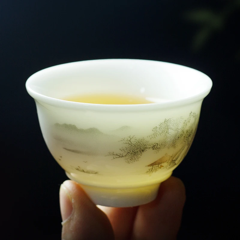 德化白瓷小号茶杯陶瓷家用喝茶杯羊脂玉品茗杯白瓷家用个人待客杯