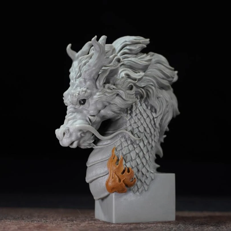 龙首-砚遇人生 松花石纯手工雕刻 章料摆件 工艺品尺寸：10*5*14